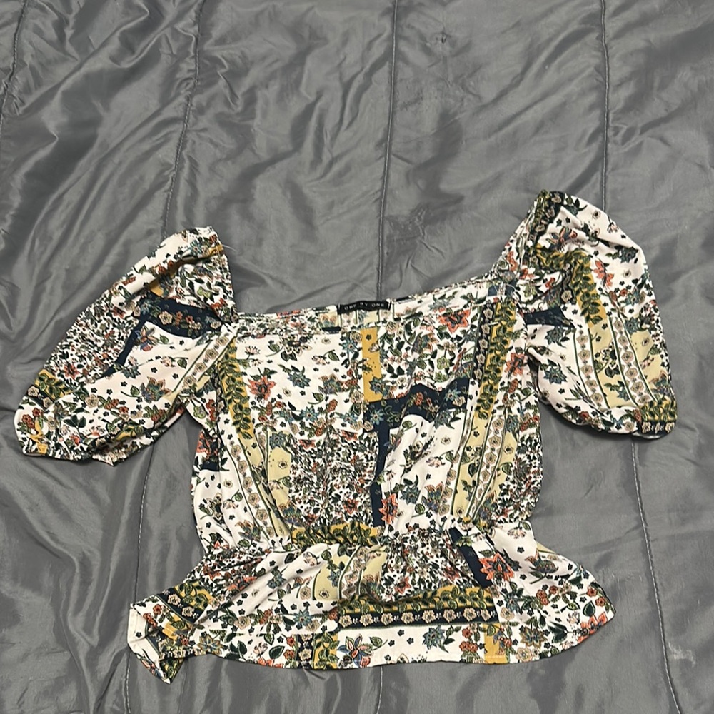 Floral Puff Sleeve Women's Top